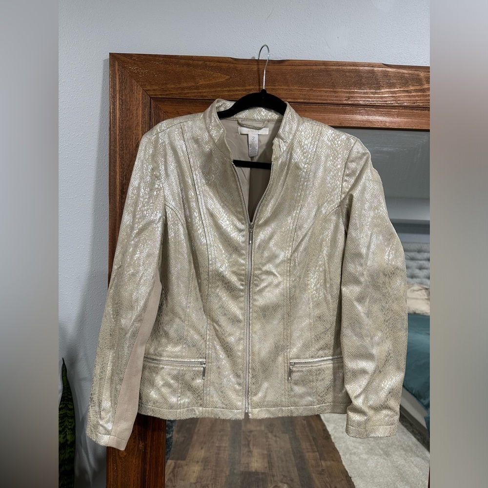Chico’s Faux Snakeskin Moto Jacket